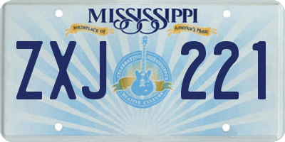 MS license plate ZXJ221