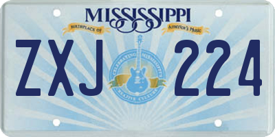 MS license plate ZXJ224