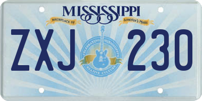 MS license plate ZXJ230