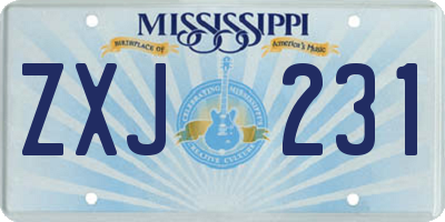 MS license plate ZXJ231