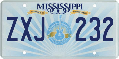 MS license plate ZXJ232