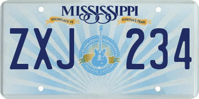 MS license plate ZXJ234