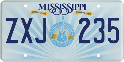 MS license plate ZXJ235