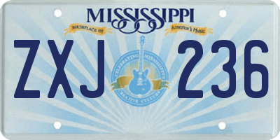 MS license plate ZXJ236
