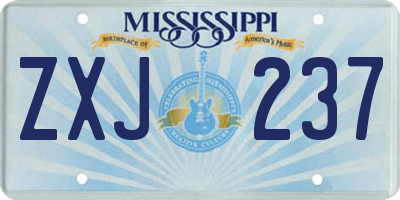 MS license plate ZXJ237