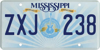 MS license plate ZXJ238