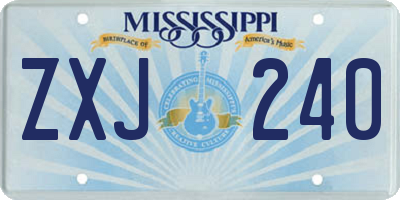 MS license plate ZXJ240
