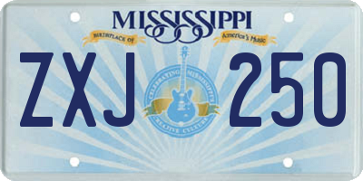 MS license plate ZXJ250