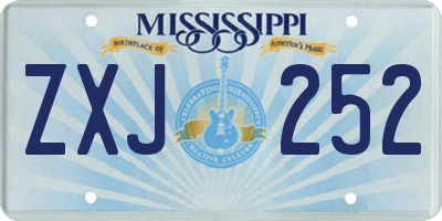MS license plate ZXJ252