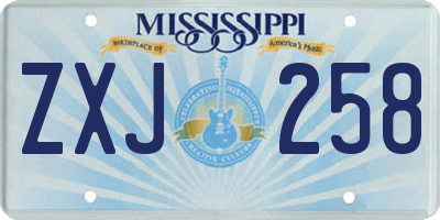 MS license plate ZXJ258