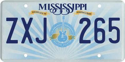 MS license plate ZXJ265