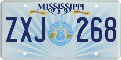 MS license plate ZXJ268