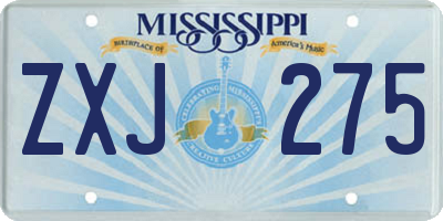 MS license plate ZXJ275