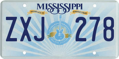 MS license plate ZXJ278
