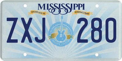 MS license plate ZXJ280
