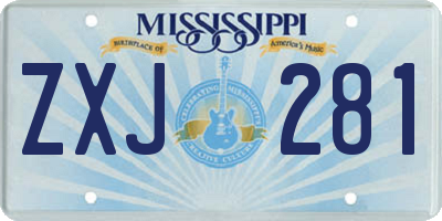 MS license plate ZXJ281