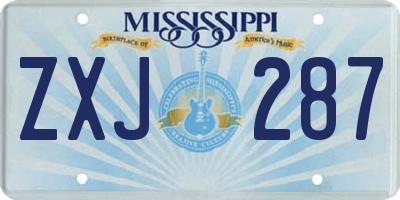 MS license plate ZXJ287