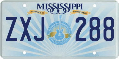 MS license plate ZXJ288