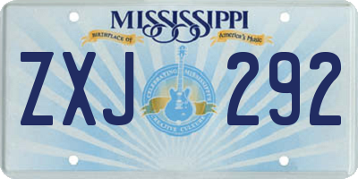 MS license plate ZXJ292