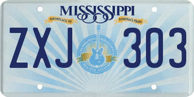 MS license plate ZXJ303