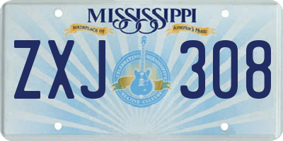 MS license plate ZXJ308