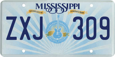 MS license plate ZXJ309