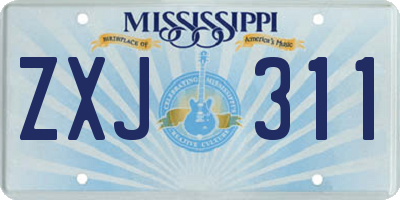 MS license plate ZXJ311
