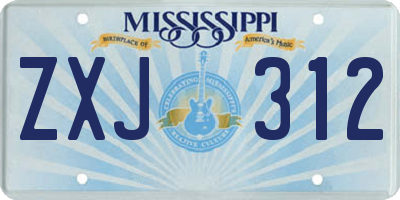 MS license plate ZXJ312
