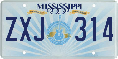 MS license plate ZXJ314