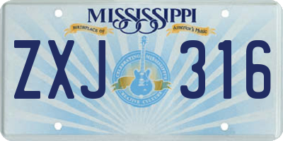 MS license plate ZXJ316