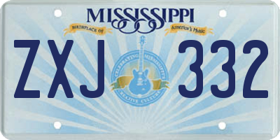 MS license plate ZXJ332