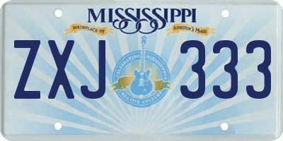 MS license plate ZXJ333