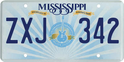 MS license plate ZXJ342