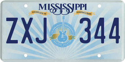 MS license plate ZXJ344