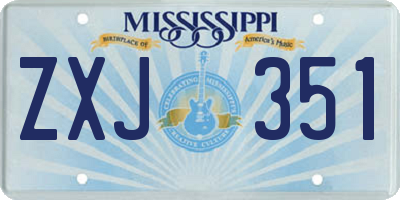 MS license plate ZXJ351
