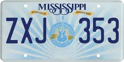 MS license plate ZXJ353