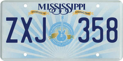 MS license plate ZXJ358