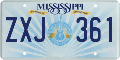 MS license plate ZXJ361