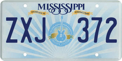 MS license plate ZXJ372