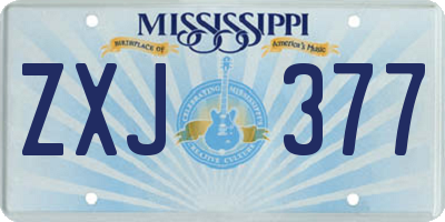 MS license plate ZXJ377