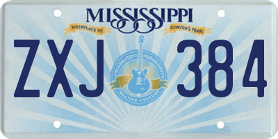 MS license plate ZXJ384