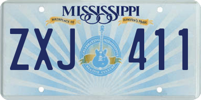 MS license plate ZXJ411