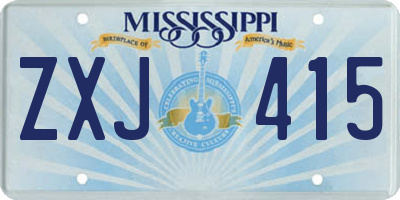MS license plate ZXJ415