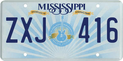 MS license plate ZXJ416