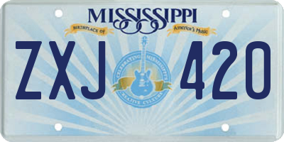 MS license plate ZXJ420