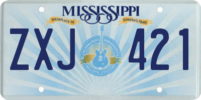 MS license plate ZXJ421