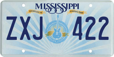 MS license plate ZXJ422
