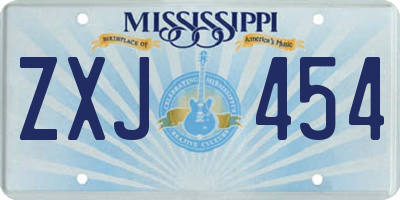 MS license plate ZXJ454