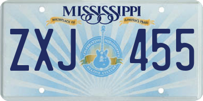 MS license plate ZXJ455
