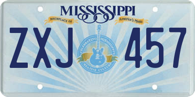 MS license plate ZXJ457